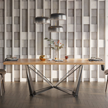 55.1" Retro Rectangular Dining Table with Wooden Tabletop for 6 Person